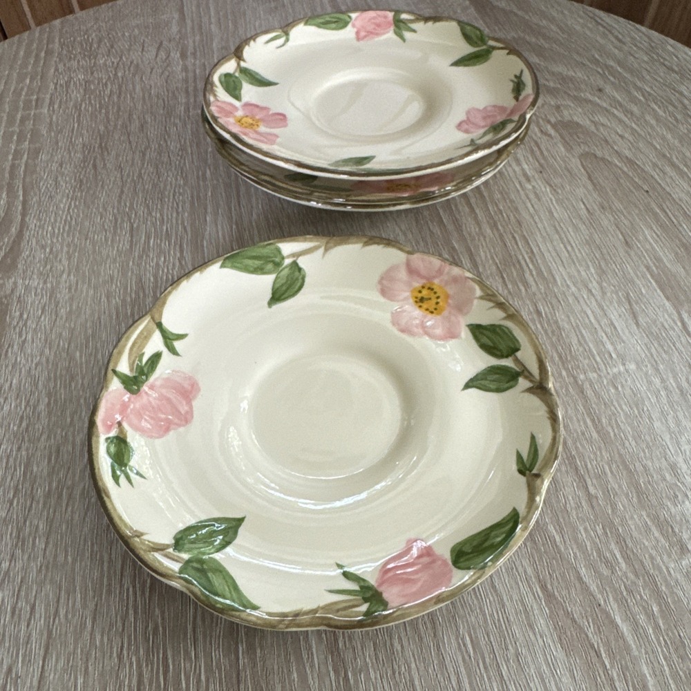 Franciscan Desert Rose 4 Vintage Saucers China Earthenware 5 3/4" Antique